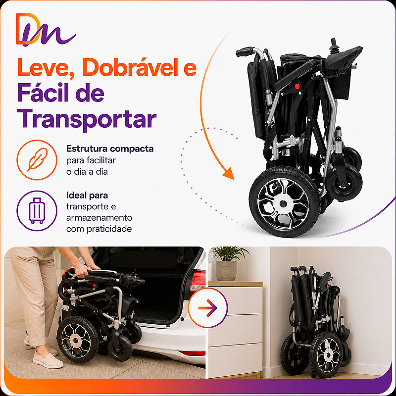 Cadeira De Rodas Motorizada Super Leve Até 120kg D750 Light – Dellamed