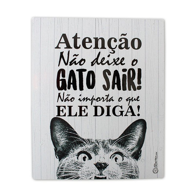 Placa Decorativa - Não Deixe o Gato Sair