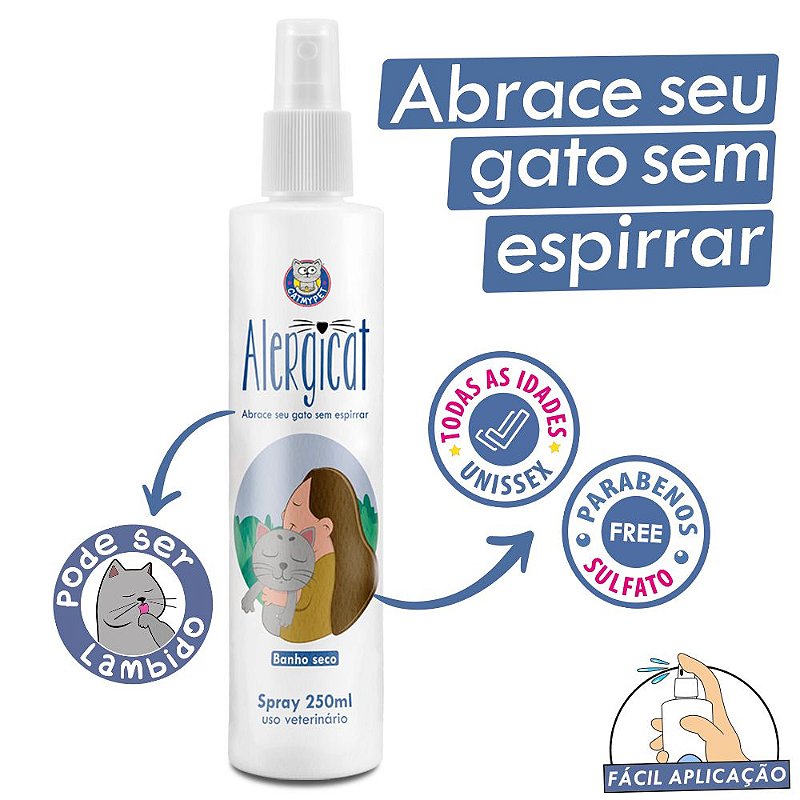 Alergicat 250ml - Banho seco que previne a alergia aos pelos de gato