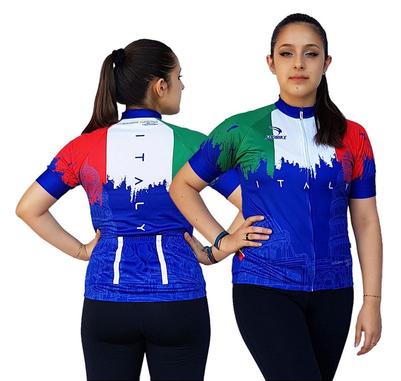 CAMISA CICLISMO FEMININA ITÁLIA SÓDBIKE, PROTEÇÃO SOLAR 20, ZIPER FULL