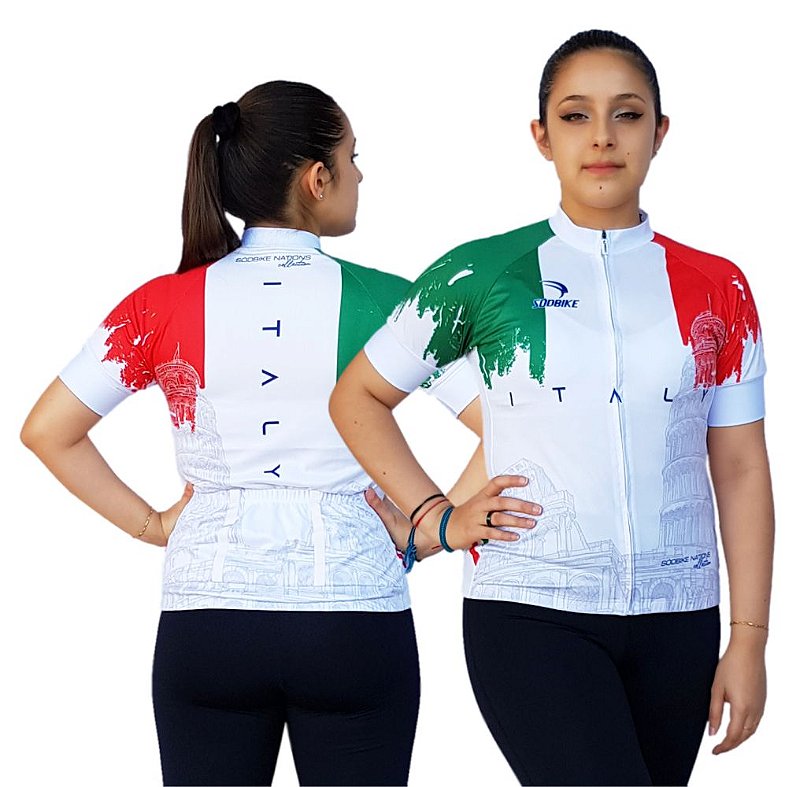 CAMISA CICLISMO FEMININA ITÁLIA SÓDBIKE, PROTEÇÃO SOLAR 20, ZIPER FULL