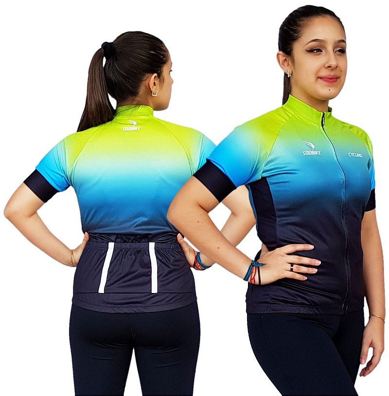 CAMISA CICLISMO FEMININA SÓDBIKE, PROTEÇÃO SOLAR 20, ZIPER FULL