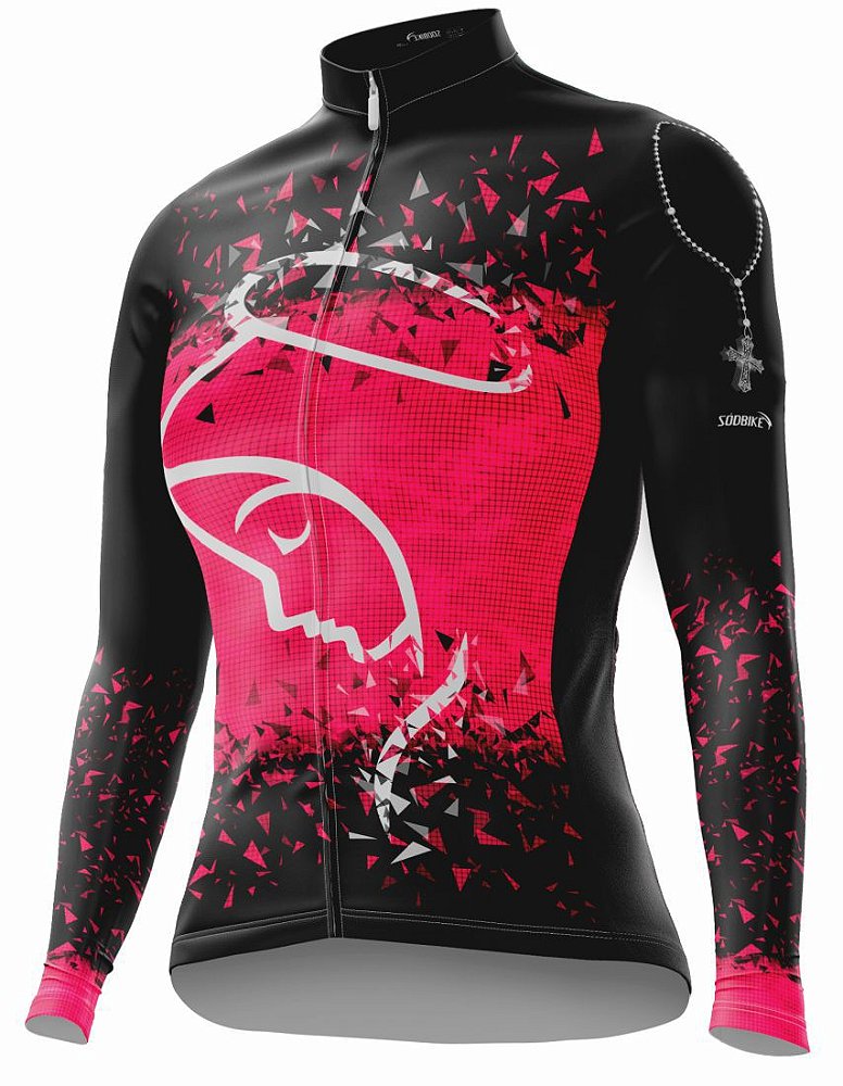CAMISA CICLISMO FEMININA FLANELADA SÓDBIKE, PROTEÇÃO SOLAR 20, ZIPER FULL, NOSSA SENHORA