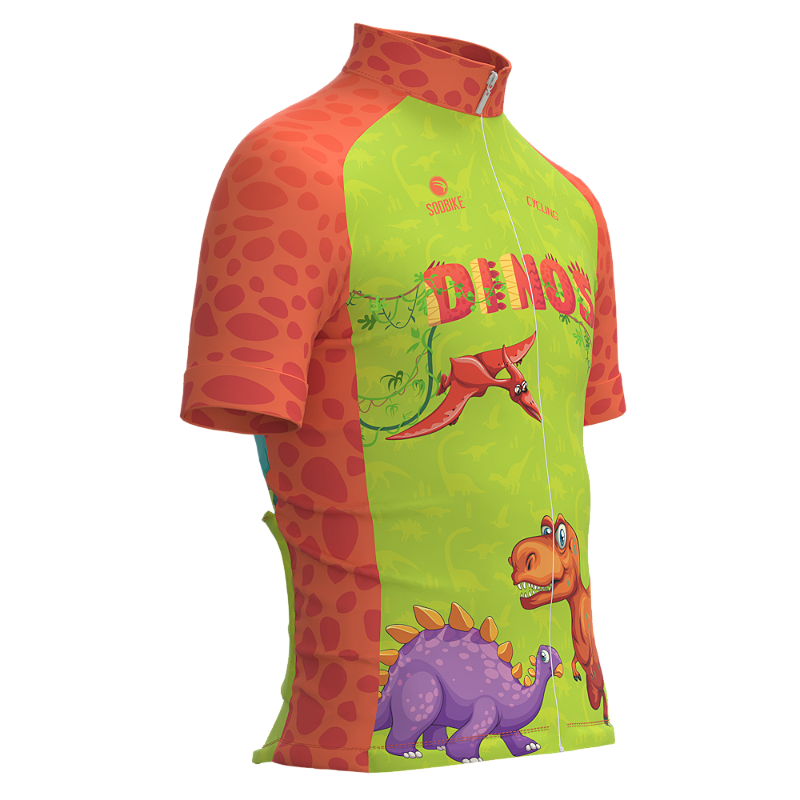 CAMISA CICLISMO INFANTIL SÓDBIKE, PROTEÇÃO SOLAR 20, ZIPER FULL, DINO