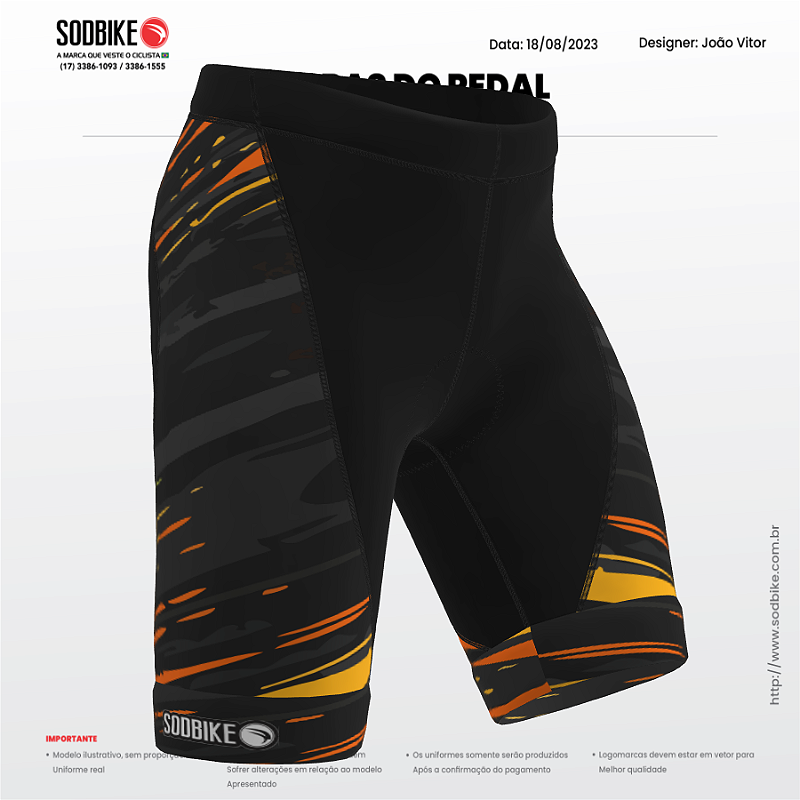 BERMUDA CICLISMO INFANTIL SÓDBIKE, PROTEÇÃO SOLAR 30, FORRO GEL E ESPUMA MISTO, FLUOR