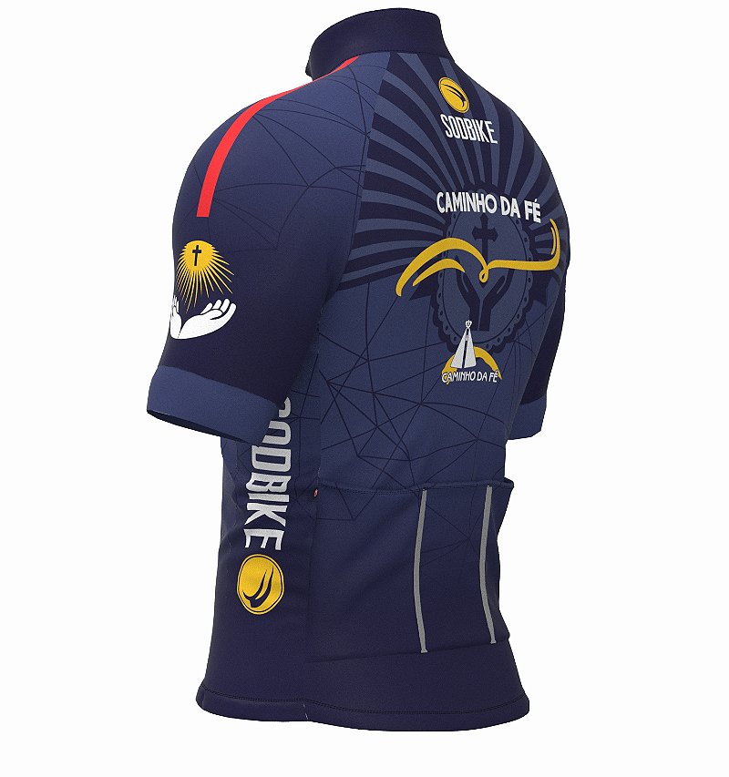 CAMISA CICLISMO MASCULINA SÓDBIKE DRY, PROTEÇÃO SOLAR 20, ZIPER FULL, CAMINHO DA FÉ