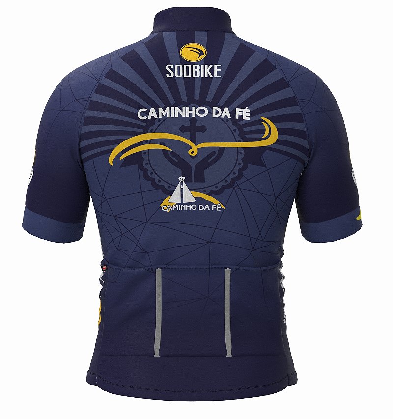 CAMISA CICLISMO MASCULINA SÓDBIKE DRY, PROTEÇÃO SOLAR 20, ZIPER FULL, CAMINHO DA FÉ