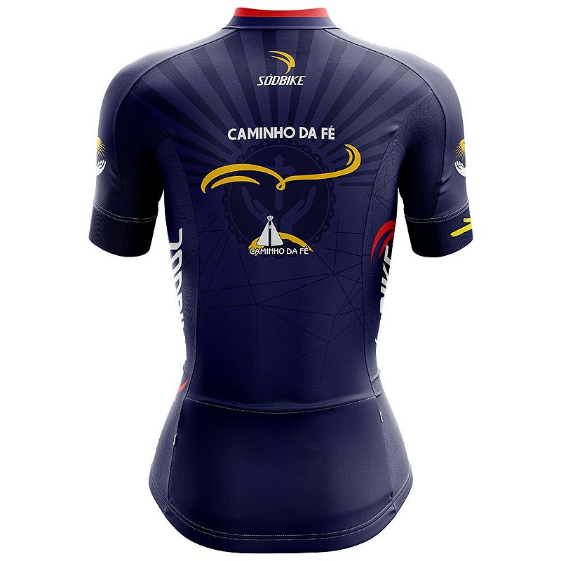 CAMISA CICLISMO FEMININA SÓDBIKE DRY, PROTEÇÃO SOLAR 20, ZIPER FULL, CAMINHO DA FÉ