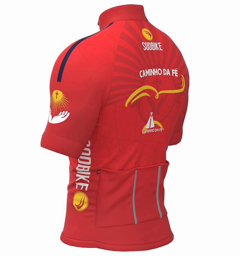 CAMISA CICLISMO MASCULINA SÓDBIKE DRY, PROTEÇÃO SOLAR 20, ZIPER FULL, CAMINHO DA FÉ