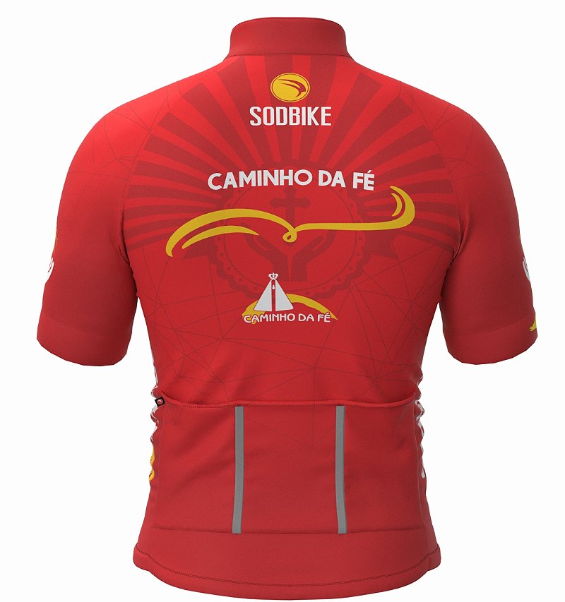 CAMISA CICLISMO MASCULINA SÓDBIKE DRY, PROTEÇÃO SOLAR 20, ZIPER FULL, CAMINHO DA FÉ