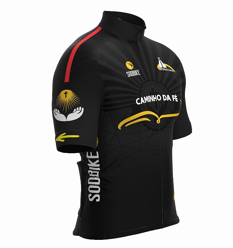 CAMISA CICLISMO MASCULINA SÓDBIKE DRY, PROTEÇÃO SOLAR 20, ZIPER FULL, CAMINHO DA FÉ