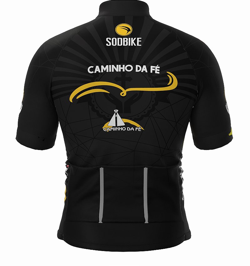 CAMISA CICLISMO MASCULINA SÓDBIKE DRY, PROTEÇÃO SOLAR 20, ZIPER FULL, CAMINHO DA FÉ