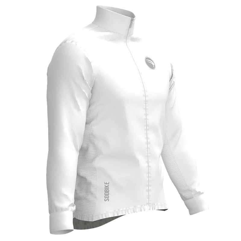 CORTA VENTO CICLISMO MASCULINA SÓDBIKE, 3 BOLSOS, ZIPER FULL, BRANCO
