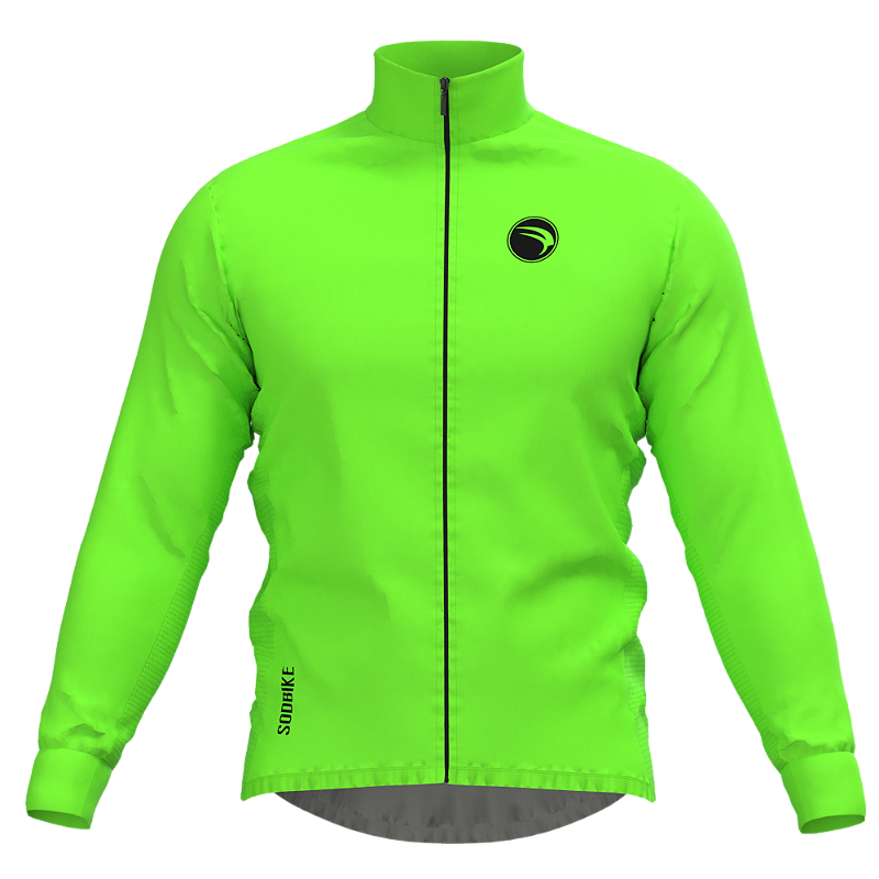 CORTA VENTO CICLISMO MASCULINA SÓDBIKE, 3 BOLSOS, ZIPER FULL, VERDE FLUOR