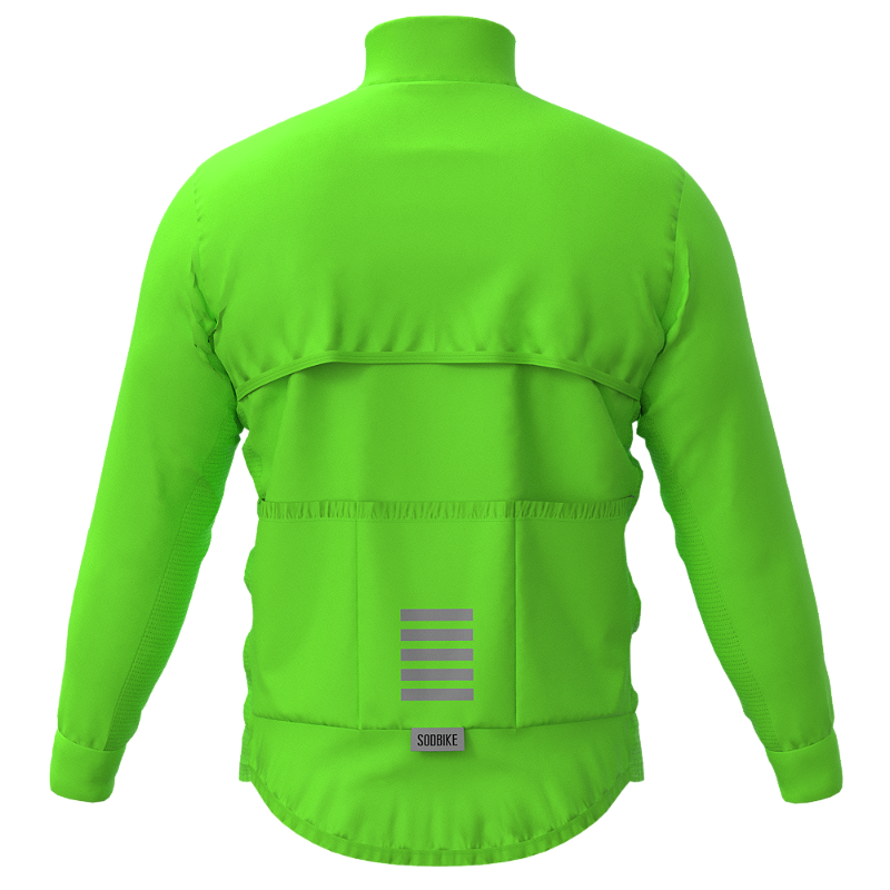 CORTA VENTO CICLISMO MASCULINA SÓDBIKE, 3 BOLSOS, ZIPER FULL, VERDE FLUOR