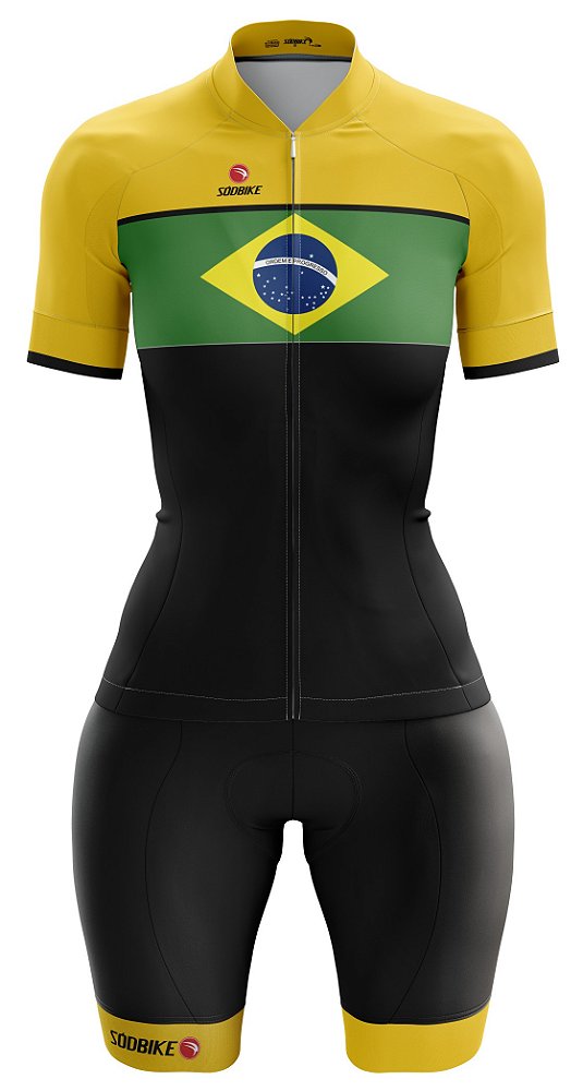 MACAQUINHO CICLISMO FEMININO SÓDBIKE, FORRO GEL E ESPUMA MISTO BRASIL