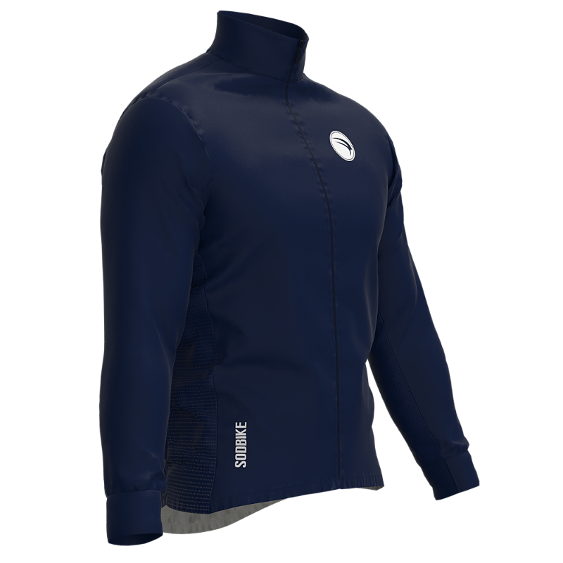CORTA VENTO CICLISMO MASCULINO SÓDBIKE, 3 BOLSOS, ZIPER FULL, AZUL MARINHO