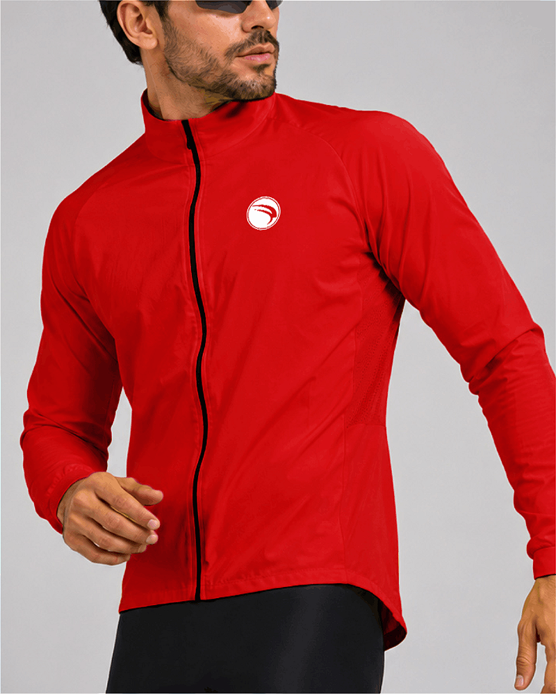 CORTA VENTO CICLISMO MASCULINO SÓDBIKE, 3 BOLSOS, ZIPER FULL, VERMELHO