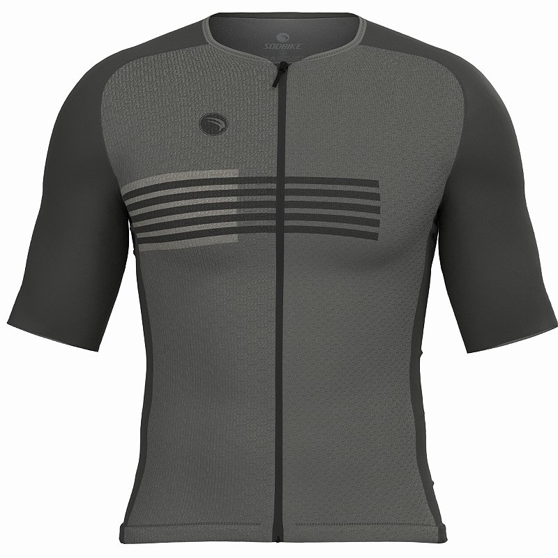 CAMISA CICLISMO UNISSEX PERFORMANCE SÓDBIKE, ZIPER FULL, CORTE LASER, CINZA