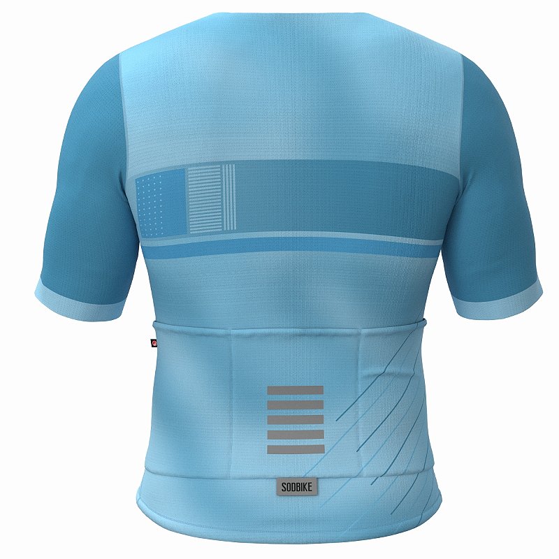 CAMISA CICLISMO UNISSEX BASIC SÓDBIKE, SEM ZIPER, CORTE LASER, CELESTE