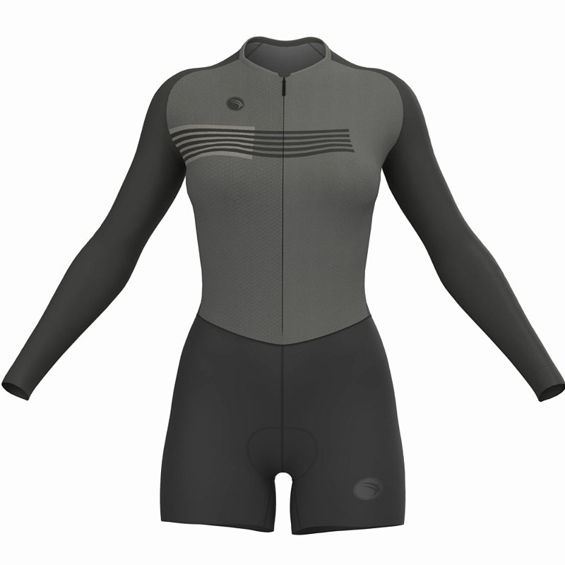 MACAQUINHO CICLISMO PERFORMANCE FEMININO SÓDBIKE, MANGA LONGA, FORRO GEL E ESPUMA MISTO