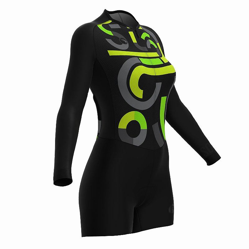 MACAQUINHO CICLISMO EXTREME FEMININO SÓDBIKE, MANGA LONGA, FORRO GEL E ESPUMA MISTO