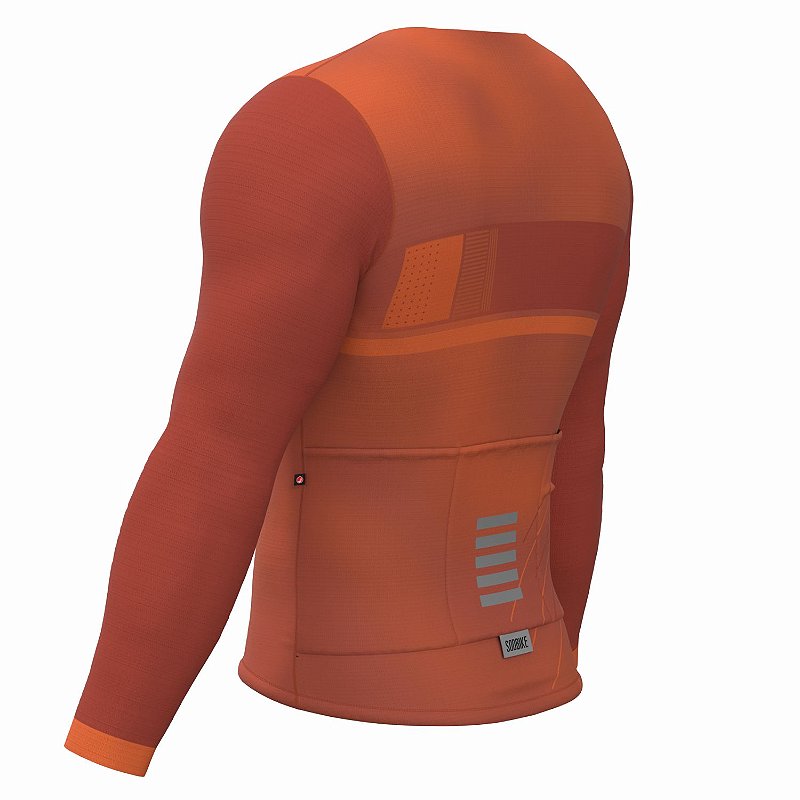CAMISA CICLISMO UNISSEX BASIC SÓDBIKE, MANGA LONGA, SEM ZIPER, CORTE LASER, COBRE