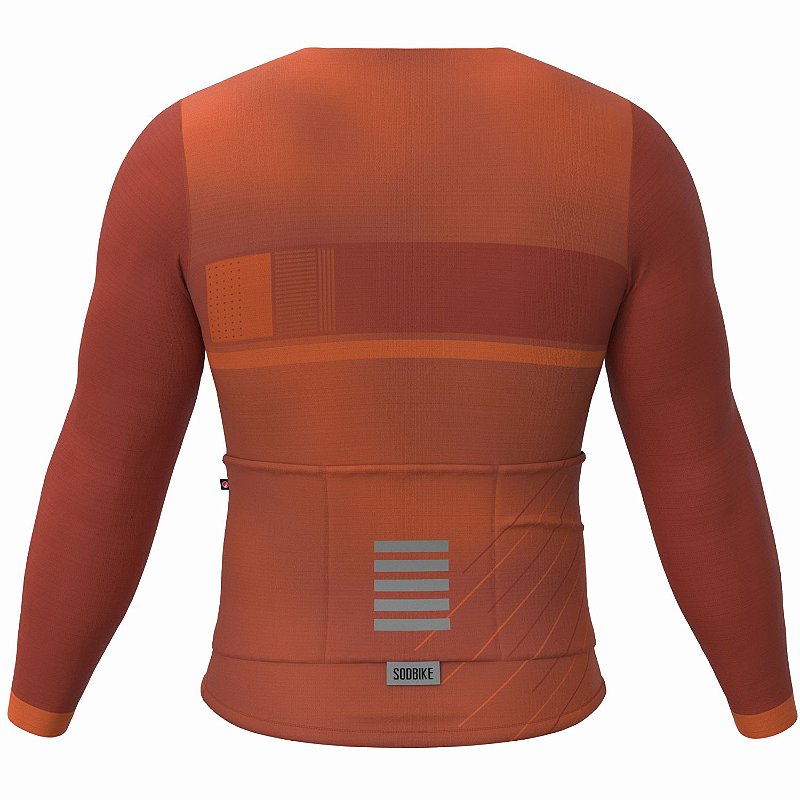 CAMISA CICLISMO UNISSEX BASIC SÓDBIKE, MANGA LONGA, SEM ZIPER, CORTE LASER, COBRE