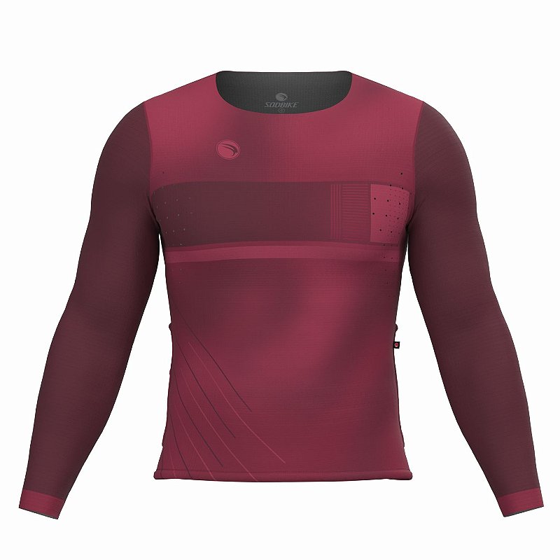 CAMISA CICLISMO UNISSEX BASIC SÓDBIKE, MANGA LONGA, SEM ZIPER, CORTE LASER, VINHO