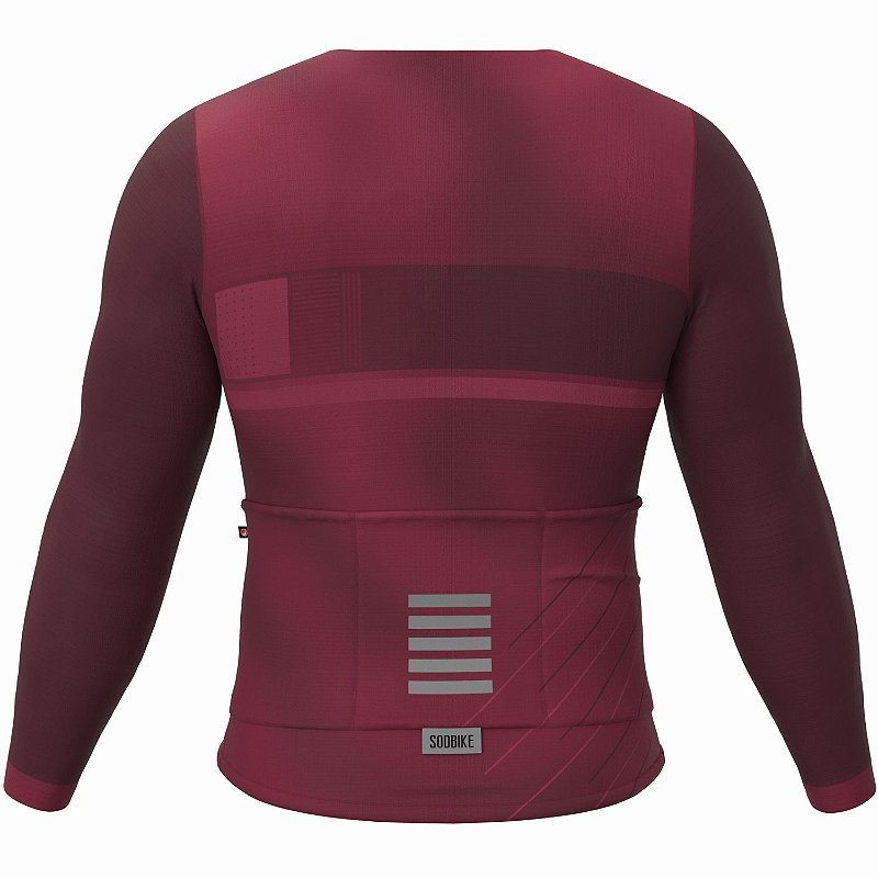 CAMISA CICLISMO UNISSEX BASIC SÓDBIKE, MANGA LONGA, SEM ZIPER, CORTE LASER, VINHO