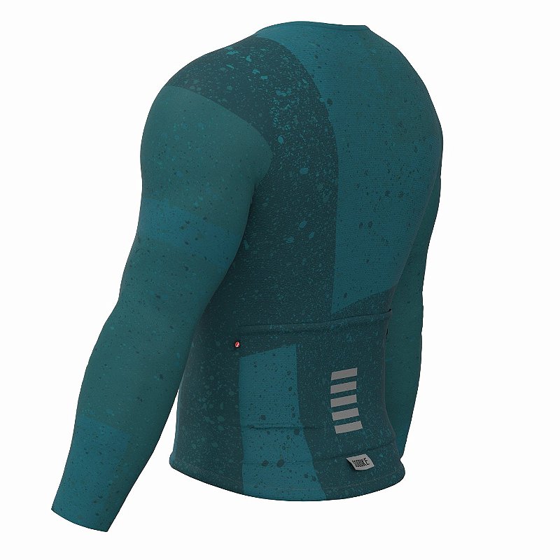 CAMISA CICLISMO UNISSEX SOFT SÓDBIKE, ZIPER FULL, MANGA LONGA, CORTE LASER, PETRÓLEO