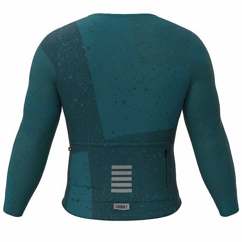 CAMISA CICLISMO UNISSEX SOFT SÓDBIKE, ZIPER FULL, MANGA LONGA, CORTE LASER, PETRÓLEO