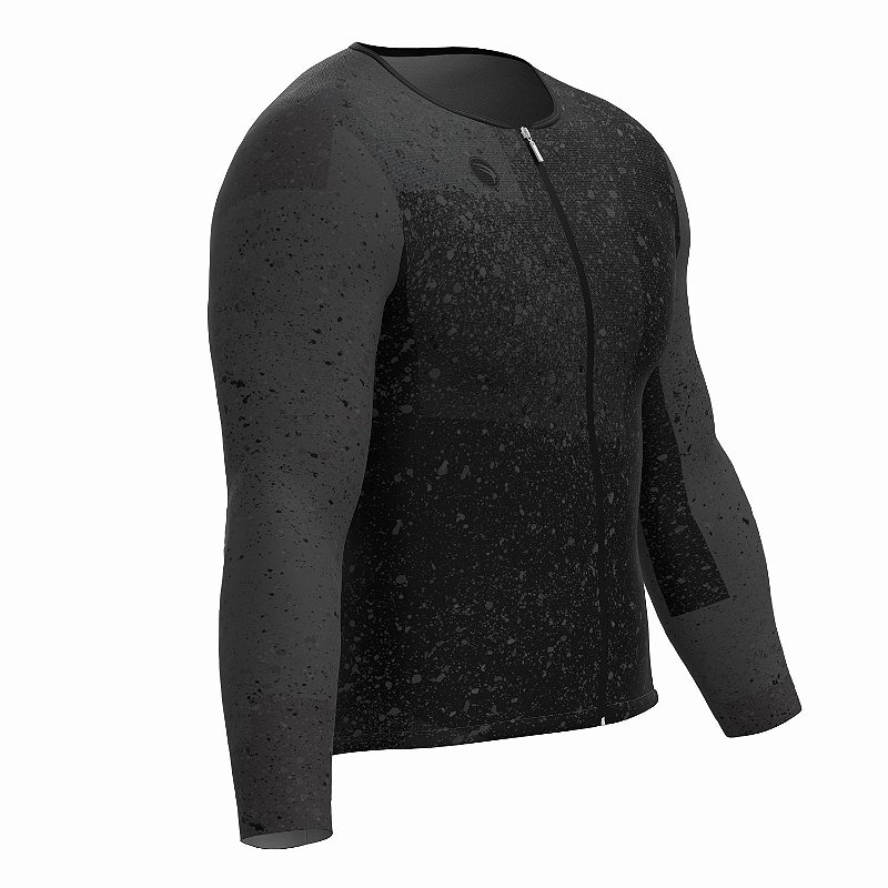 CAMISA CICLISMO UNISSEX SOFT SÓDBIKE, ZIPER FULL, MANGA LONGA, CORTE LASER, PRETA