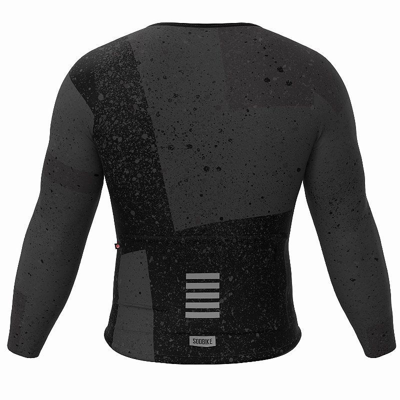 CAMISA CICLISMO UNISSEX SOFT SÓDBIKE, ZIPER FULL, MANGA LONGA, CORTE LASER, PRETA