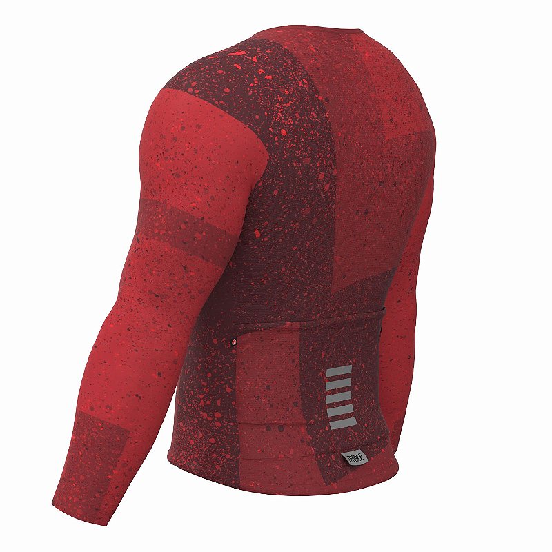 CAMISA CICLISMO UNISSEX SOFT SÓDBIKE, ZIPER FULL, MANGA LONGA, CORTE LASER, VERMELHA