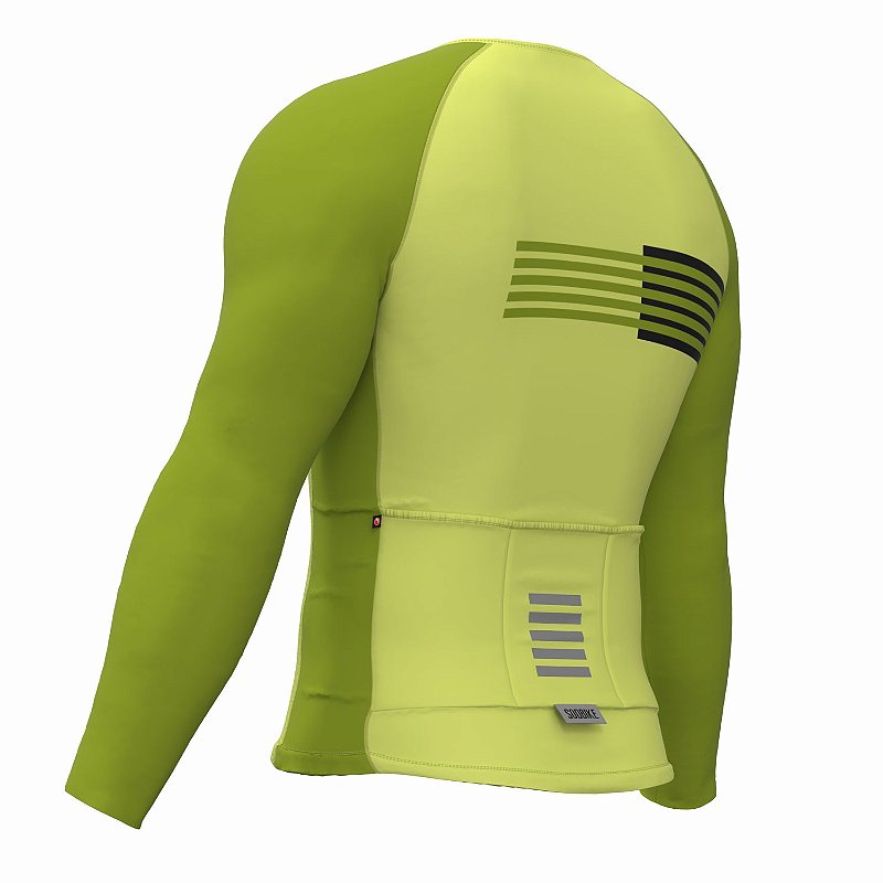 CAMISA CICLISMO UNISSEX PERFORMANCE SÓDBIKE, MANGA LONGA, ZIPER FULL, CORTE LASER, VERDE CLARO