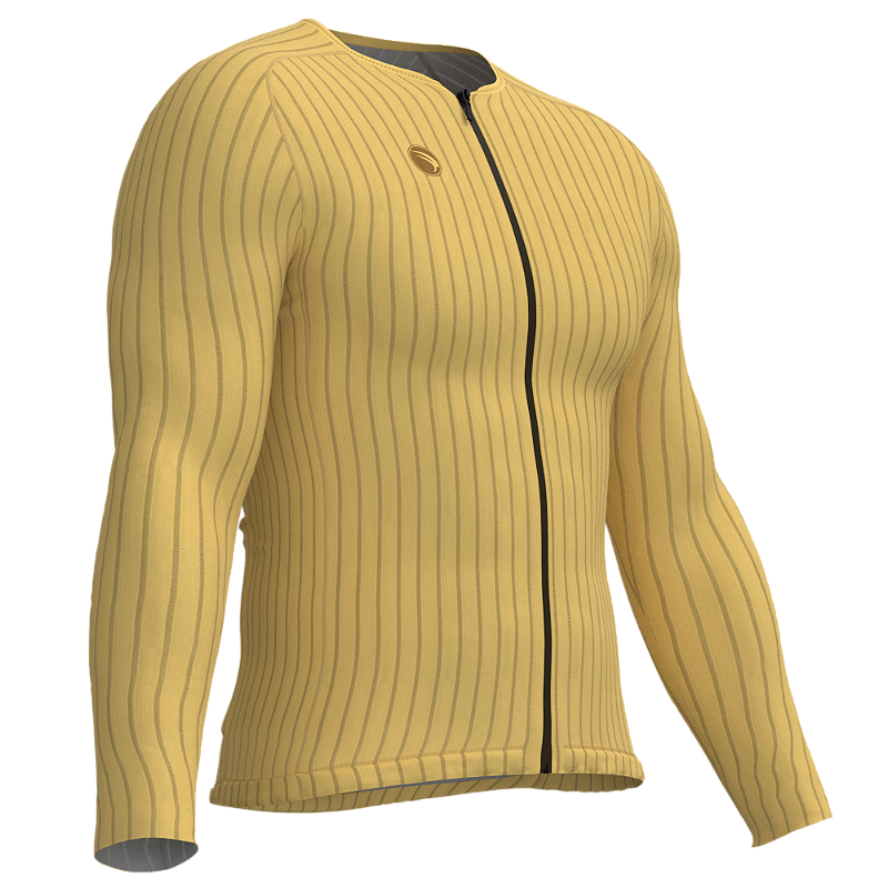 CAMISA CICLISMO UNISSEX MAX SÓDBIKE, ZIPER FULL, MANGA LONGA, CORTE LASER, AMARELO