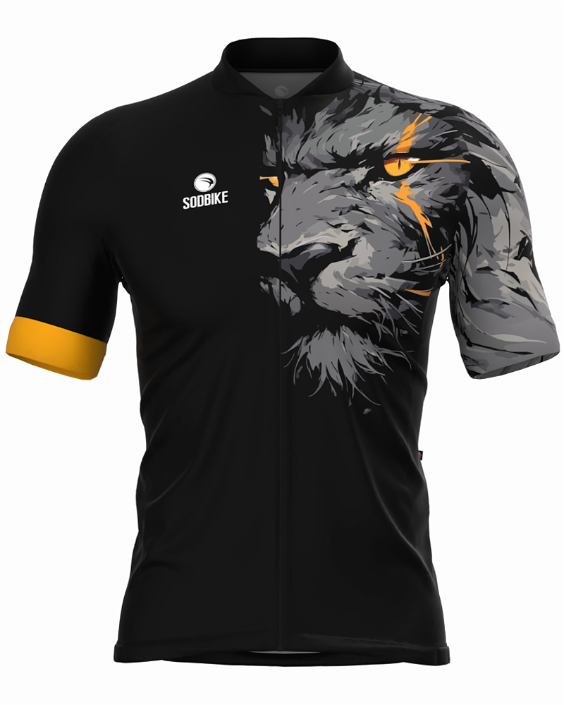 CAMISA CICLISMO MASCULINA SÓDBIKE, PROTEÇÃO SOLAR 20, ZIPER FULL, LEÃO