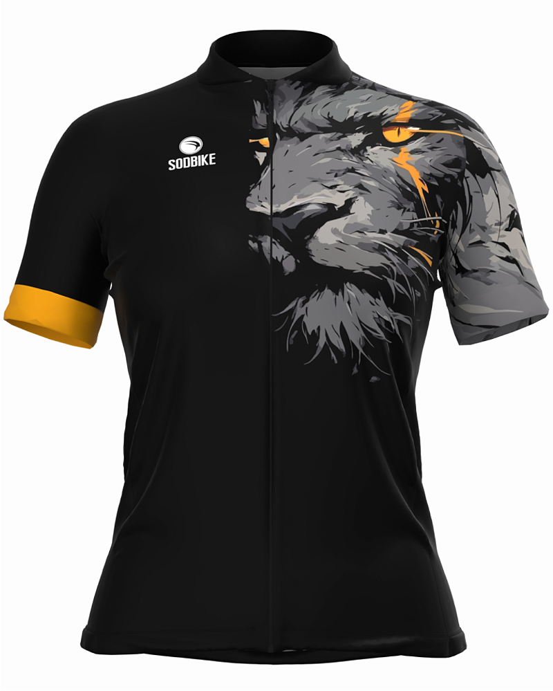 CAMISA CICLISMO FEMININA SÓDBIKE, PROTEÇÃO SOLAR 20, ZIPER FULL, LEÃO