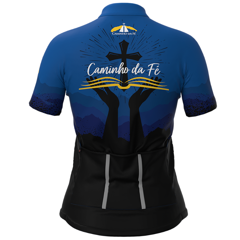 CAMISA CICLISMO FEMININA SÓDBIKE, PROTEÇÃO SOLAR 20, ZIPER FULL, CAMINHO DA FÉ