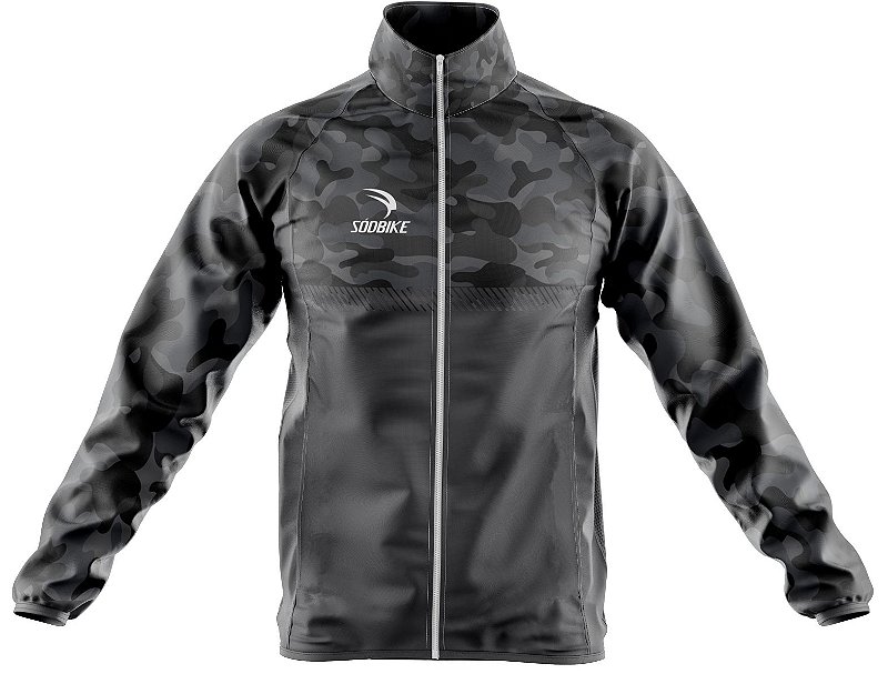 CORTA VENTO CICLISMO MASCULINA SÓDBIKE, 3 BOLSOS, ZIPER FULL, CAMUFLADO