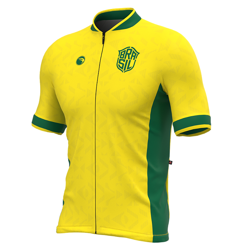 CAMISA CICLISMO MASCULINA SÓDBIKE 2026, ZIPER FULL, BRASIL AMARELA