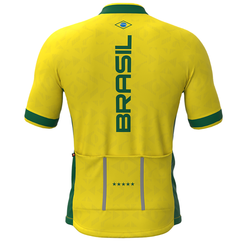 CAMISA CICLISMO MASCULINA SÓDBIKE 2026, ZIPER FULL, BRASIL AMARELA