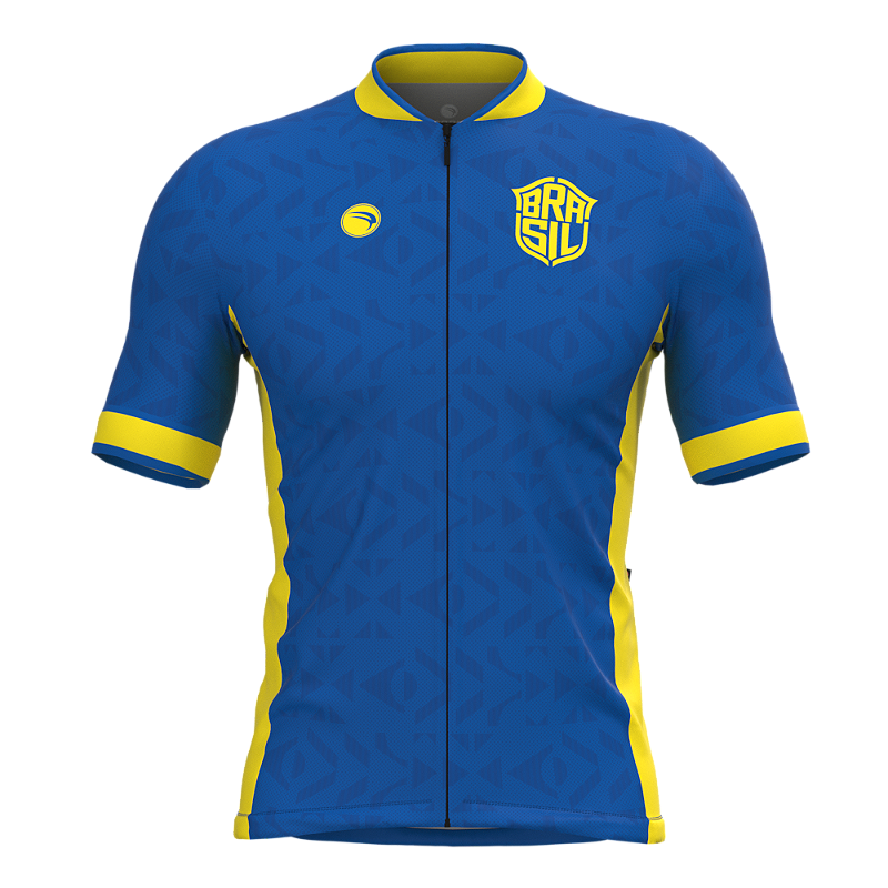 CAMISA CICLISMO MASCULINA SÓDBIKE 2026, ZIPER FULL, BRASIL AZUL