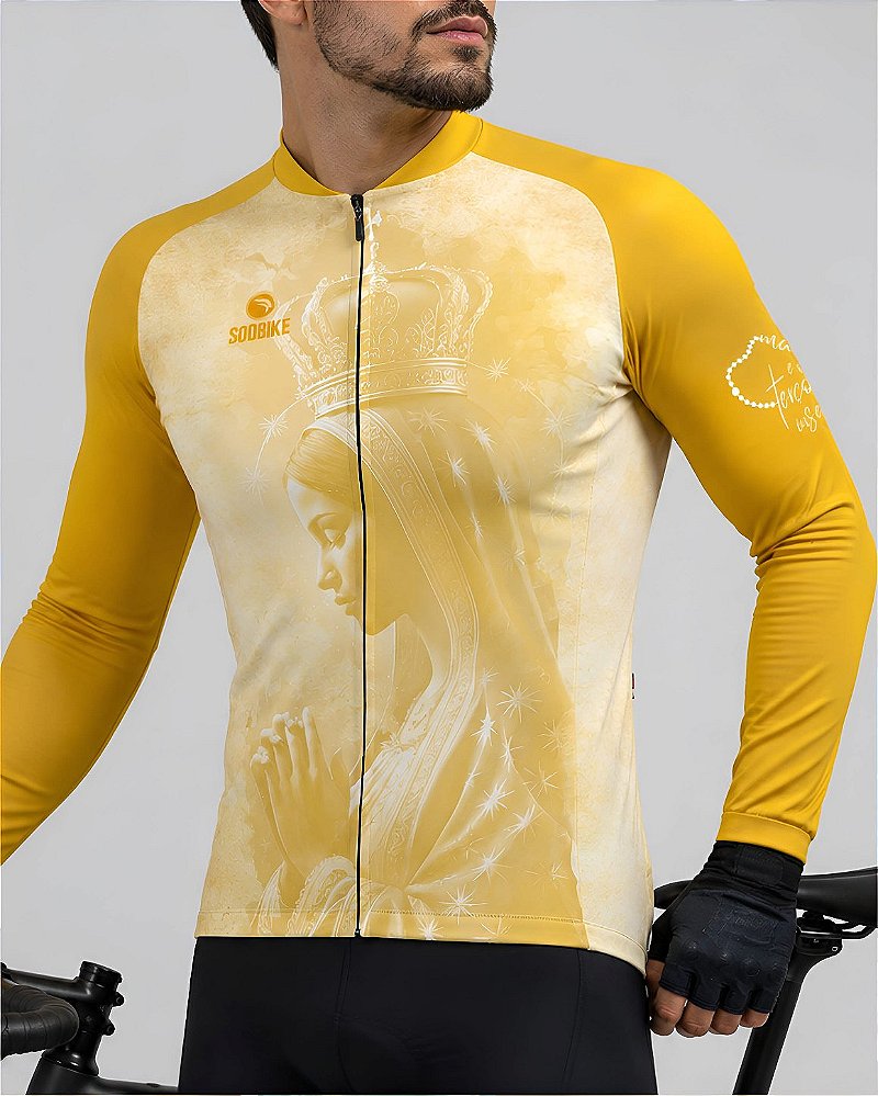 CAMISA CICLISMO MASCULINA SÓDBIKE,ZIPER FULL, NOSSA SENHORA LONGA