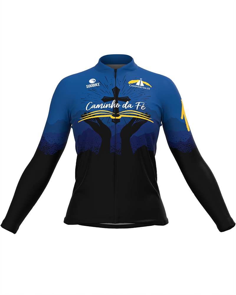 CAMISA CICLISMO FEMININA SÓDBIKE, ZIPER FULL, CAMINHO DA FÉ LONGA