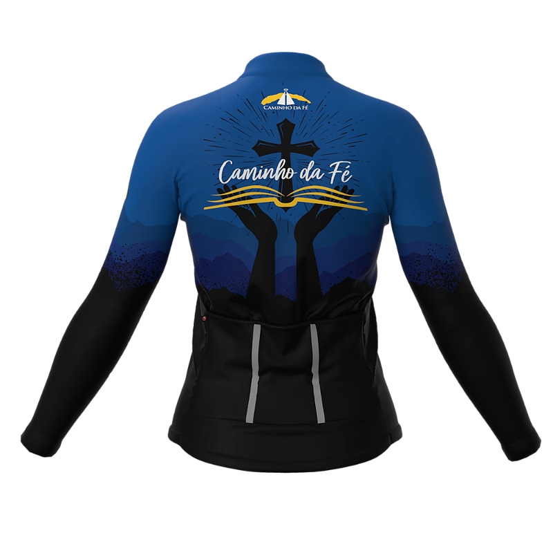 CAMISA CICLISMO FEMININA SÓDBIKE, ZIPER FULL, CAMINHO DA FÉ LONGA
