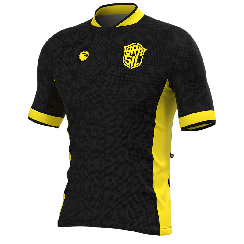 CAMISA CICLISMO MASCULINA SÓDBIKE 2026, ZIPER FULL, BRASIL PRETA