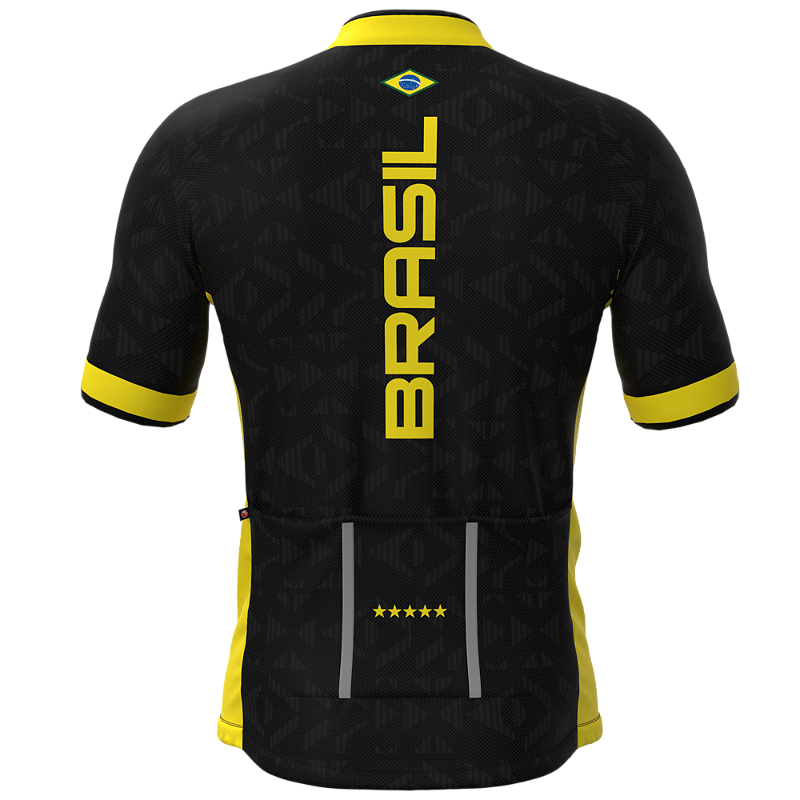 CAMISA CICLISMO MASCULINA SÓDBIKE 2026, ZIPER FULL, BRASIL PRETA