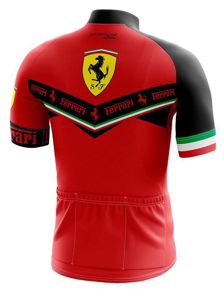 CAMISA CICLISMO FERRARI MASCULINA SÓDBIKE, PROTEÇÃO SOLAR 20, ZIPER FULL